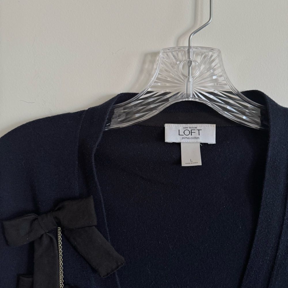 LOFT V-Neck Cardigan Sweater with bow detail - Picture 4 of 5